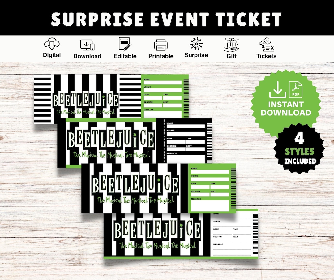 Printable BEETLEJUICE Broadway Surprise Ticketpdf Instant Digital