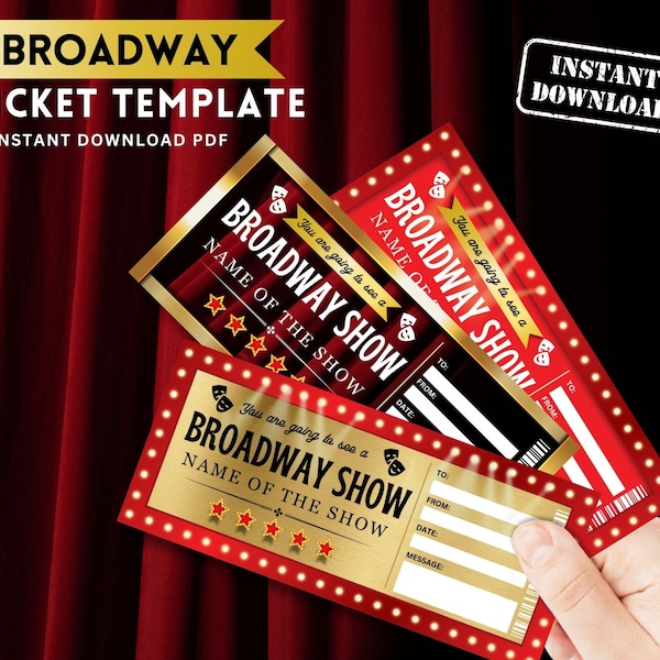 Druckbare BROADWAY SHOW Geschenk TICKET Digitale Design Vorlagen / Instant Download Pdf