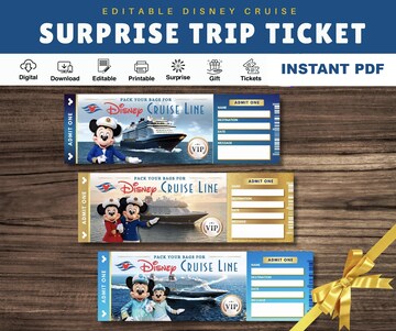 Personalized DISNEY CRUISE Trip GIFT Tickets - Editable Digital Download Pdf