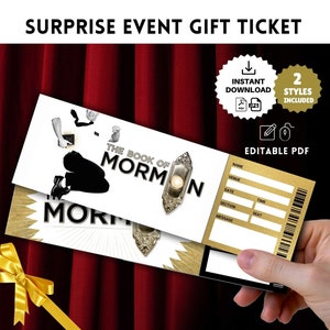 Druckbare Das BUCH MORMON Broadway MUSICAL Surprise Ticket, Theater Faux Event Eintritt Souvenir Andenken Vorlage, Sofortiger Pdf Download