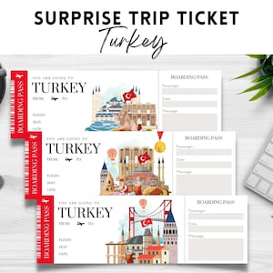 Druckbares, bearbeitbares TÜRKEI Überraschungs-BOARDING Pass TICKET, Reiseticket in die Türkei, Urlaubsticket, bearbeitbare Vorlage, Sofortiger Download pdf