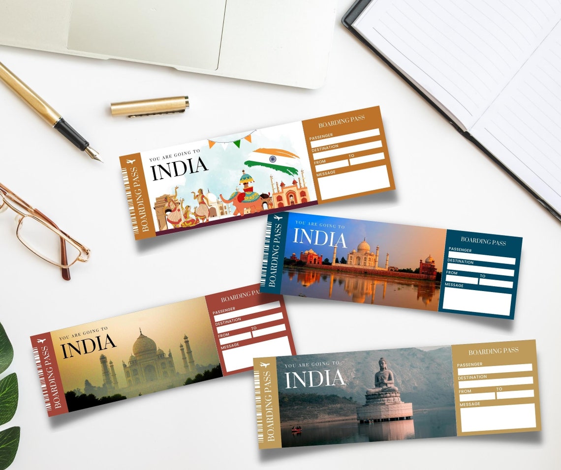 Printable, Editable INDIA Surprise Boarding Pass TICKET, Vacation ...