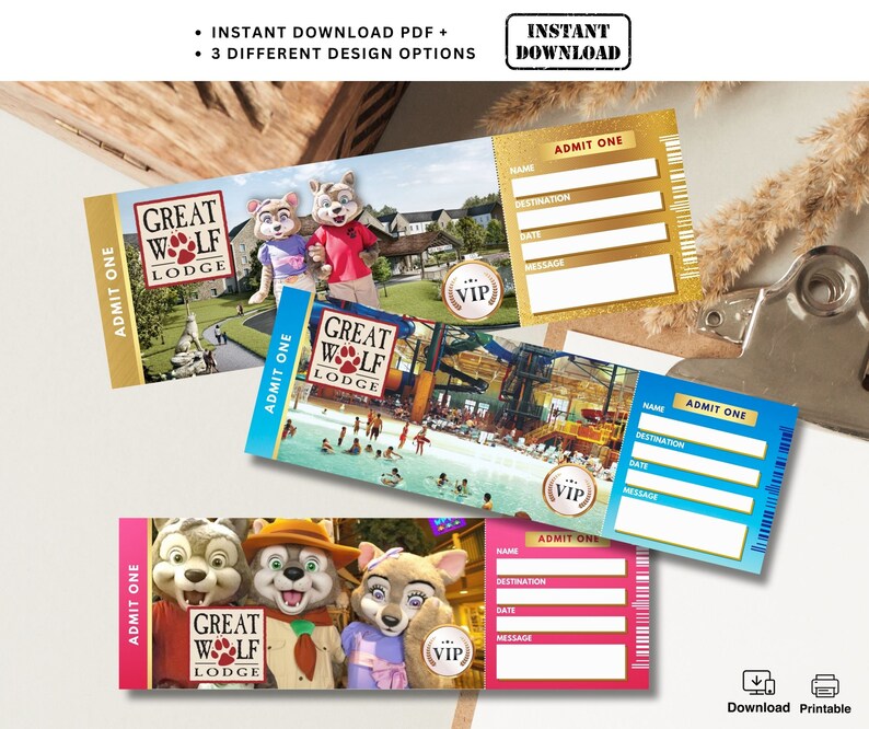 GREAT WOLF Lodge Surprise Trip Reveal TICKETS, Printable Surprise Great ...