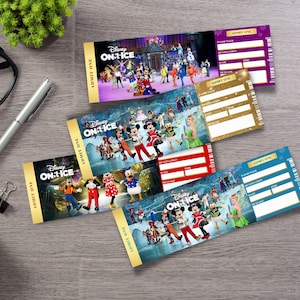 Printable ON-ICE Show Surprise Trip Reveal Tickets. Editable Disney on ...
