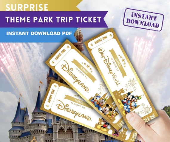 Theme Park Graduation Surprise Ticket: Disneyland Style - Printable PDF Download