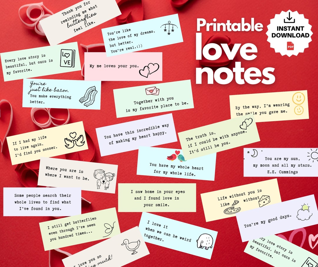Digital Love Notes: Romantic Printable Cards - Editable PDF - Etsy