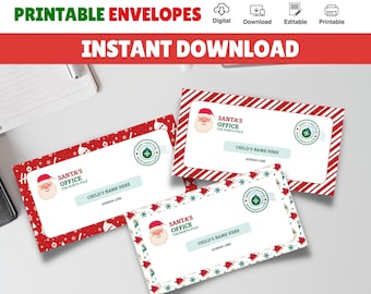 Brief vom Weihnachtsmann Umschlag Vorlage - INSTANT DOWNLOAD mit EDITIERBAR Name & Adresse