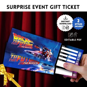 Printable BACK to the FUTURE Broadway MUSICAL Surprise Ticket Collectible Theater Faux Event Eintritt Souvenir Andenken Vorlage Pdf