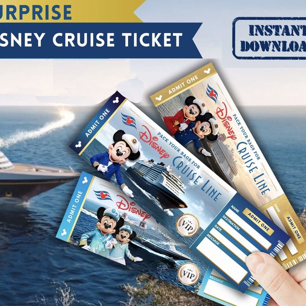 Personalized DISNEY CRUISE Trip GIFT Tickets - Editable Digital Download Pdf