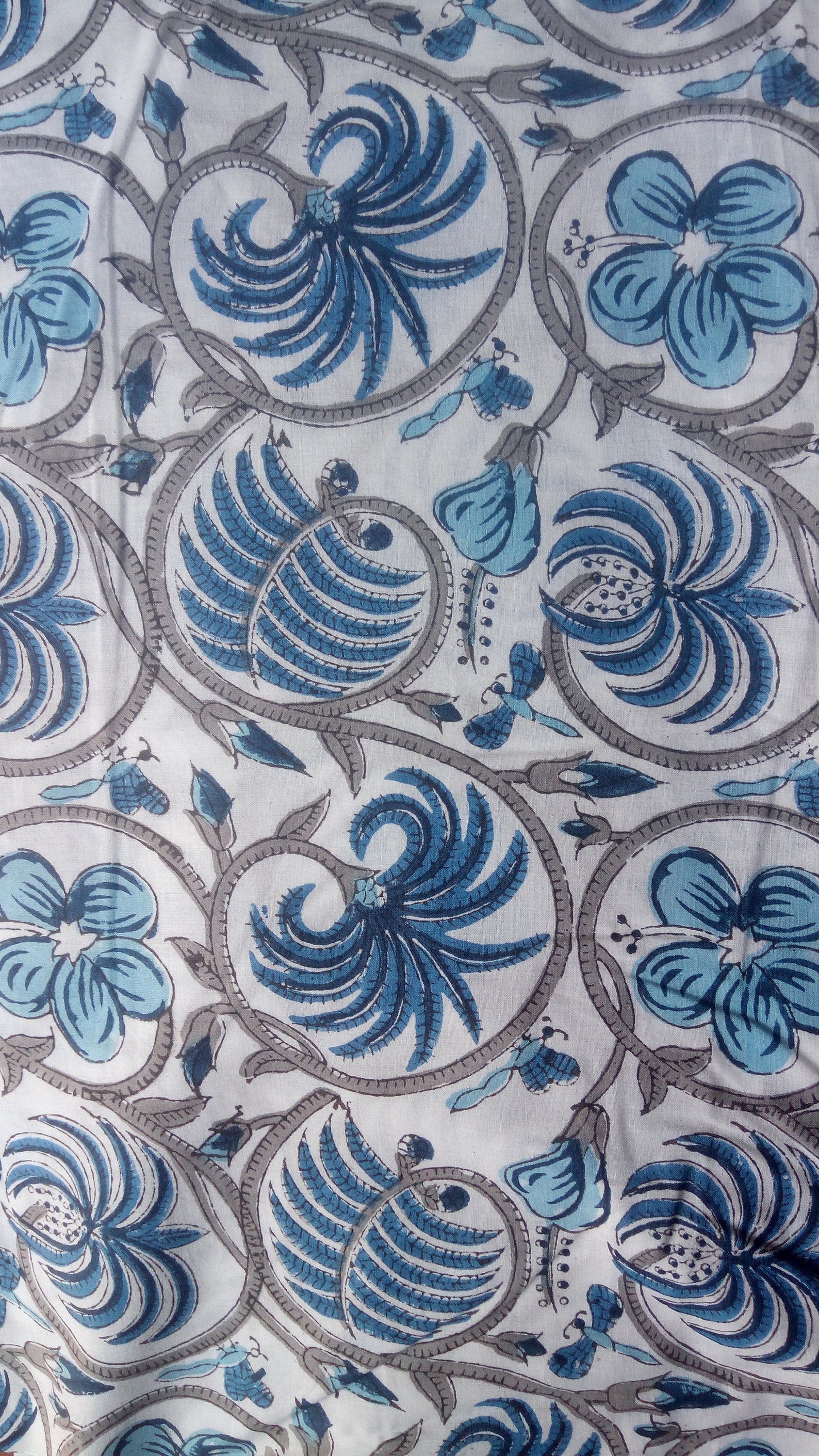 Block Printed Fabric Blue Block Print Fabric Handprinted Etsy UK