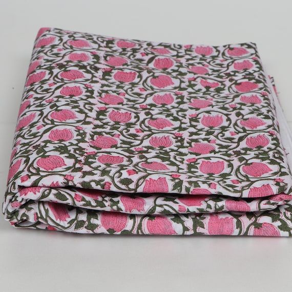 Indischer Baumwollstoff rosa Meterware Nähen Baumwollstoff Block