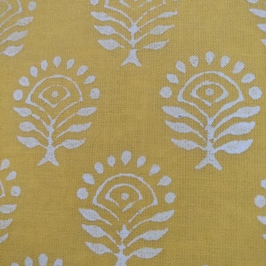 Block Print Fabric Yellow modern floral fabric for crafting sewing materials for boho clothing Rajasthani cloth by the yard Indian cotton