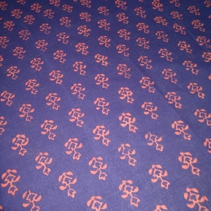 2.75 Yards Block Printed Fabric, Hand Printed Fabric, 100% Cotton Fabric, Indian Fabric, Block printed Jaipur Fabric