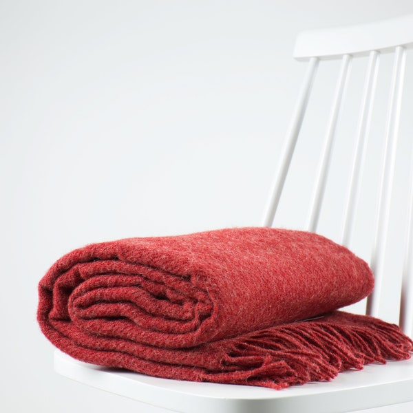 Red melange high quality 100% wool throw blanket by NAMO