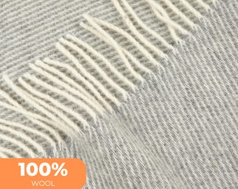 Rustic farmhouse home decor, Grey wool throw blanket, Universal housewarming gift