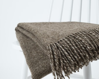 Dark Brown Wool Throw Blanket: Scandinavian Living Room, Neutral Housewarming Gift