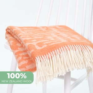 Rustikale Orange Wolldecke | 100% reine Wolle | Fransen Sofa Karo | Skandinavisches Wohndekor | Gemütliche Housewarming Geschenkidee