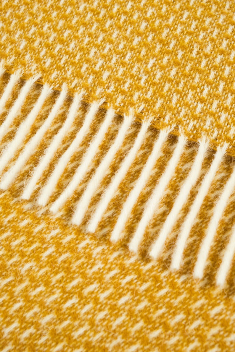 Mustard yellow ochre large sofa throw natural wool warm knit Etsy