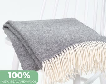 Natural wool Nordic minimalist grey throw blanket, Housewarming gift, Home-decor