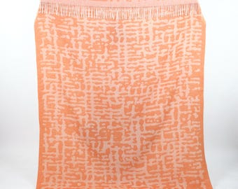 Modern Coral Orange Wool Blanket, 100% NZ Wool Sofa Throw, Scandinavian Cozy Home-decor Gift