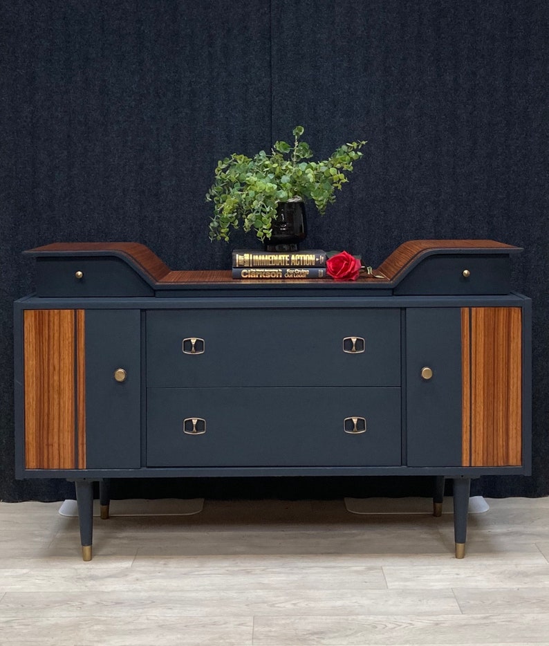 SOLD. Retro Beautility Sideboard/drinks Cupboard, Hand Painted in Dark ...
