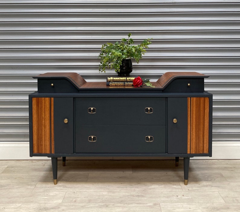 SOLD. Retro Beautility Sideboard/drinks Cupboard, Hand Painted in Dark ...