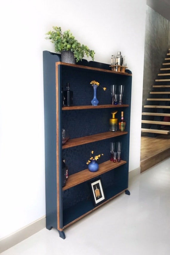 Blue 2024 oak bookcase