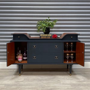 SOLD. Retro Beautility Sideboard/drinks Cupboard, Hand Painted in Dark ...