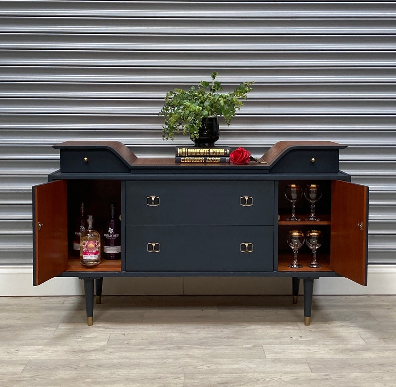 SOLD. Retro Beautility Sideboard/drinks Cupboard Hand Painted - Etsy