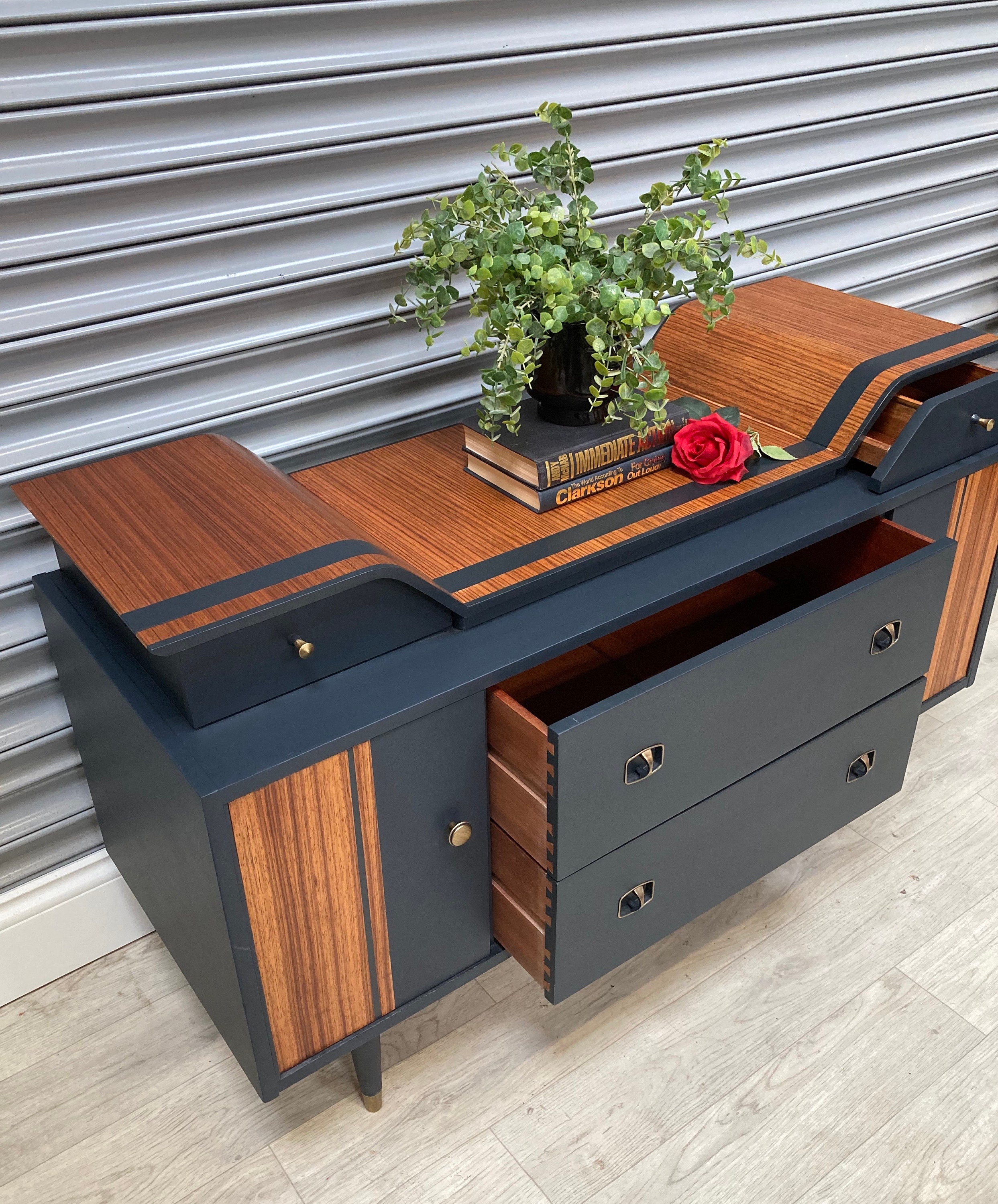 SOLD. Retro Beautility Sideboard/drinks Cupboard, Hand Painted in Dark ...