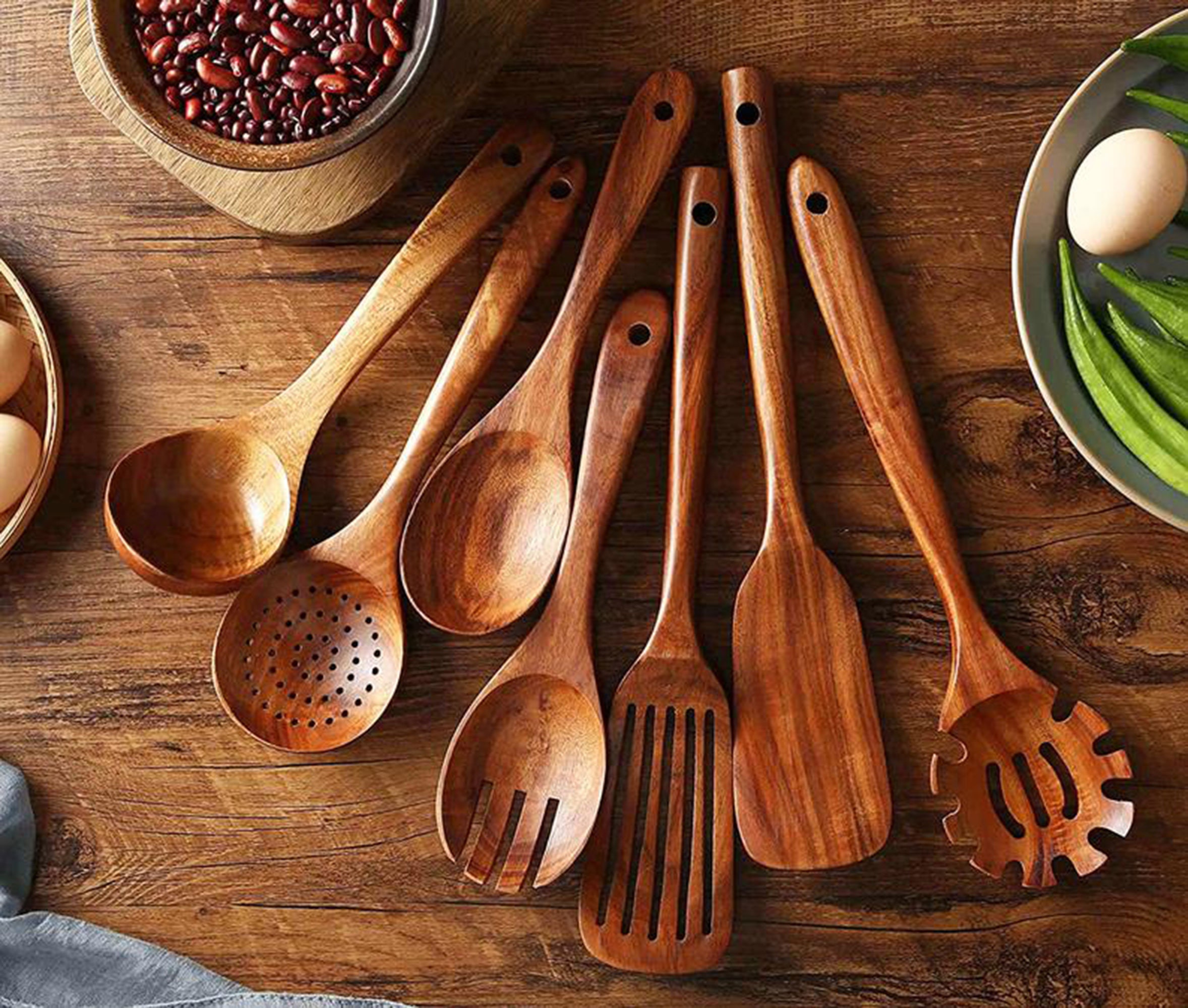 Classic 10 Pieces Wooden Kitchen Utensil Set Kitchen Utensils Etsy