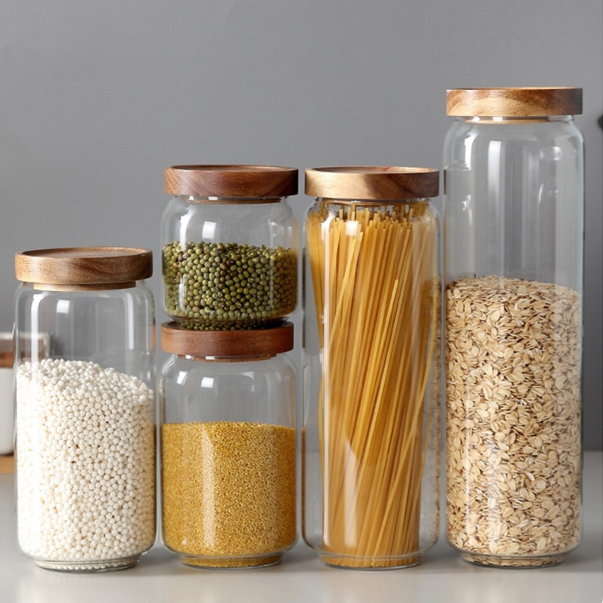 Luftdichte Glasdose 500ml Mit Holzdeckel - Transparent Für Vorräte