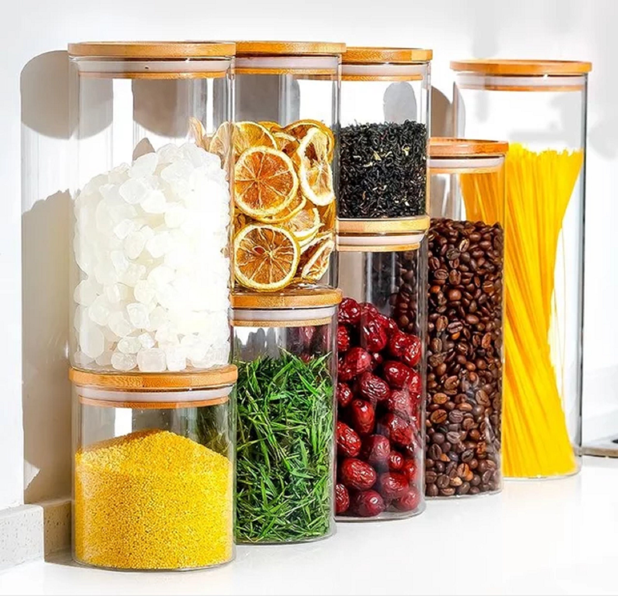 Glass Jar with Bamboo Lid Spice Jar Sealed Jar Seasoning Jar Etsy