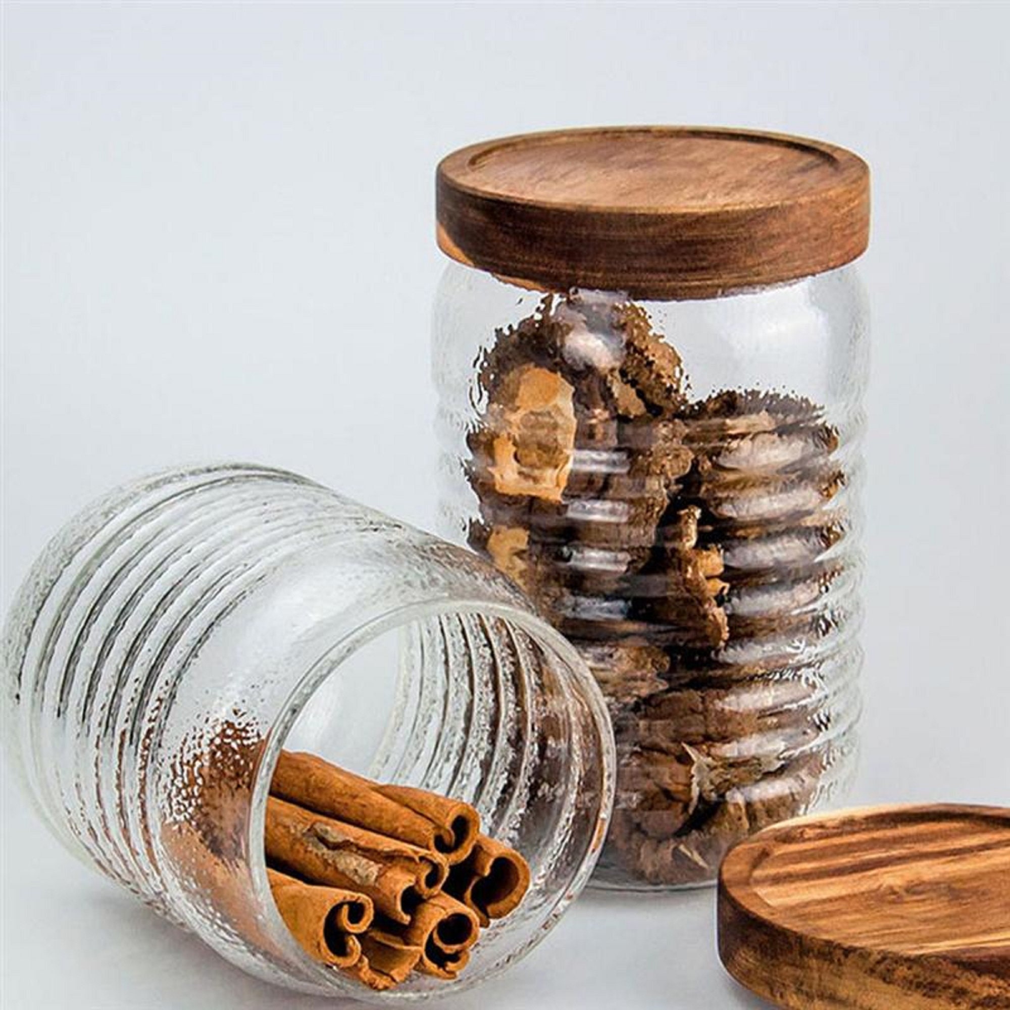 1pcs Glass Jars with Wood Lid Spices Coffee Storage Jar Tea Etsy