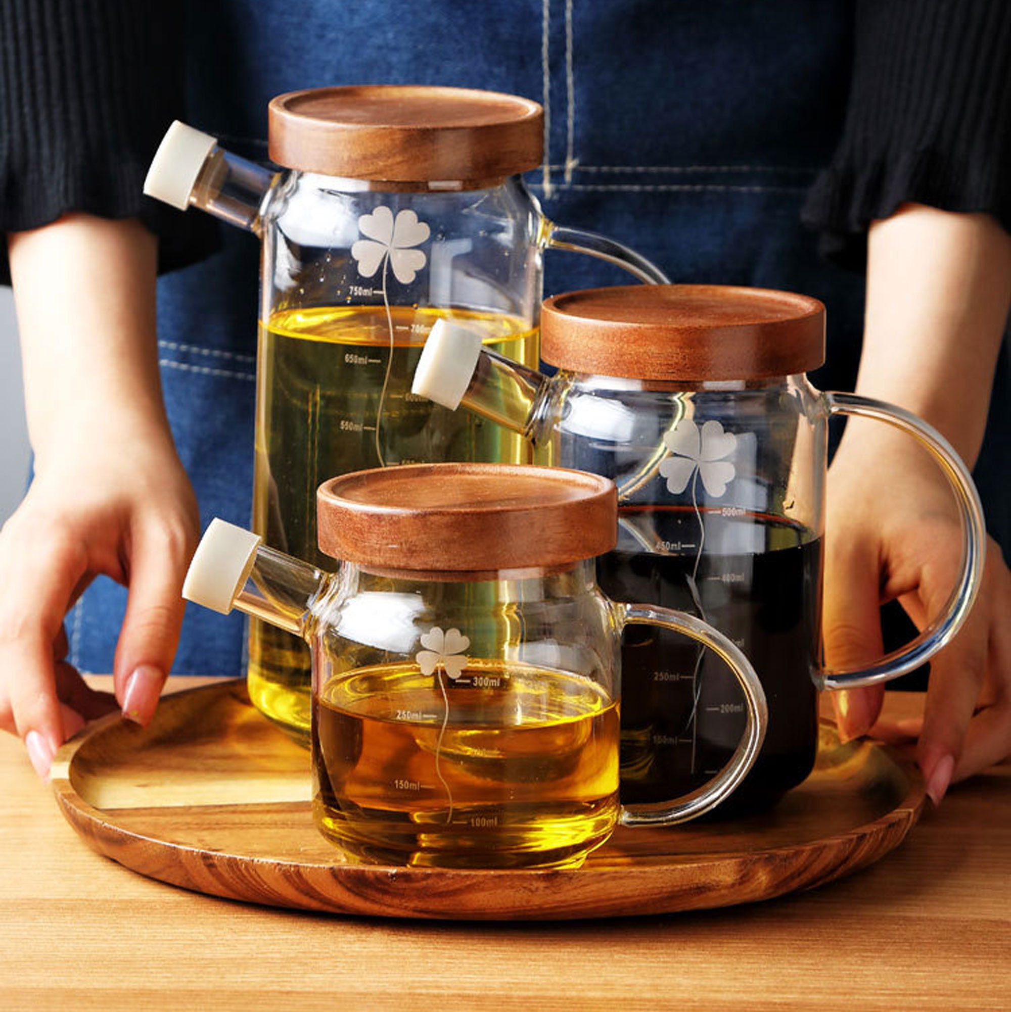 Glass Oil Bottle Oil Container Bottle with Handle Glass Jar Etsy