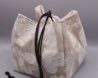 Ricebag / Komebukuro Projectbag Large - White Hearts / Light Beige