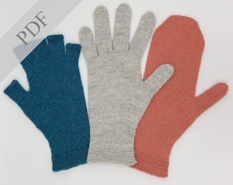 Knitting Pattern - Gloves in three variations