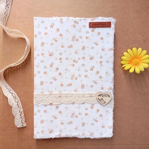 Vintage notebook, notebook, shabby diary, hand-bound notebook with recycled fabric. Lovely gift idea for women, handmade notebook