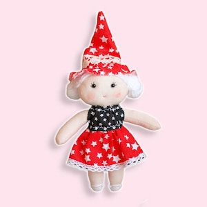 Miniature Cloth Doll Witch Puppet Halloween Gift Fairy Tale Character Hand-Sewn Magical Girl 18cm