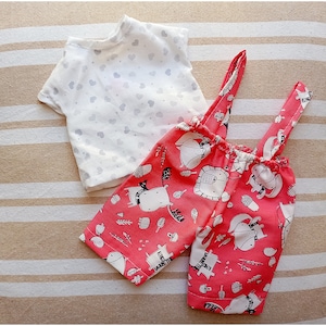 Waldorf clothing or for plastic dolls, set of clothes for 35-40 cm doll, complete with dungarees and t-shirt, handmade clothes