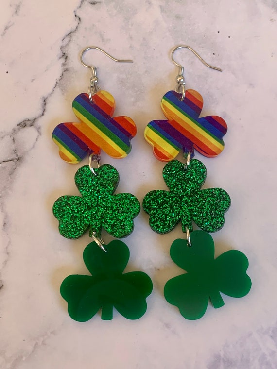 St. Patricks Day Green Jewelry Cute Earrings Cute Cartoon Pendant Earrings  Green Leaf Earrings St. Patricks Day Earrings for Women 