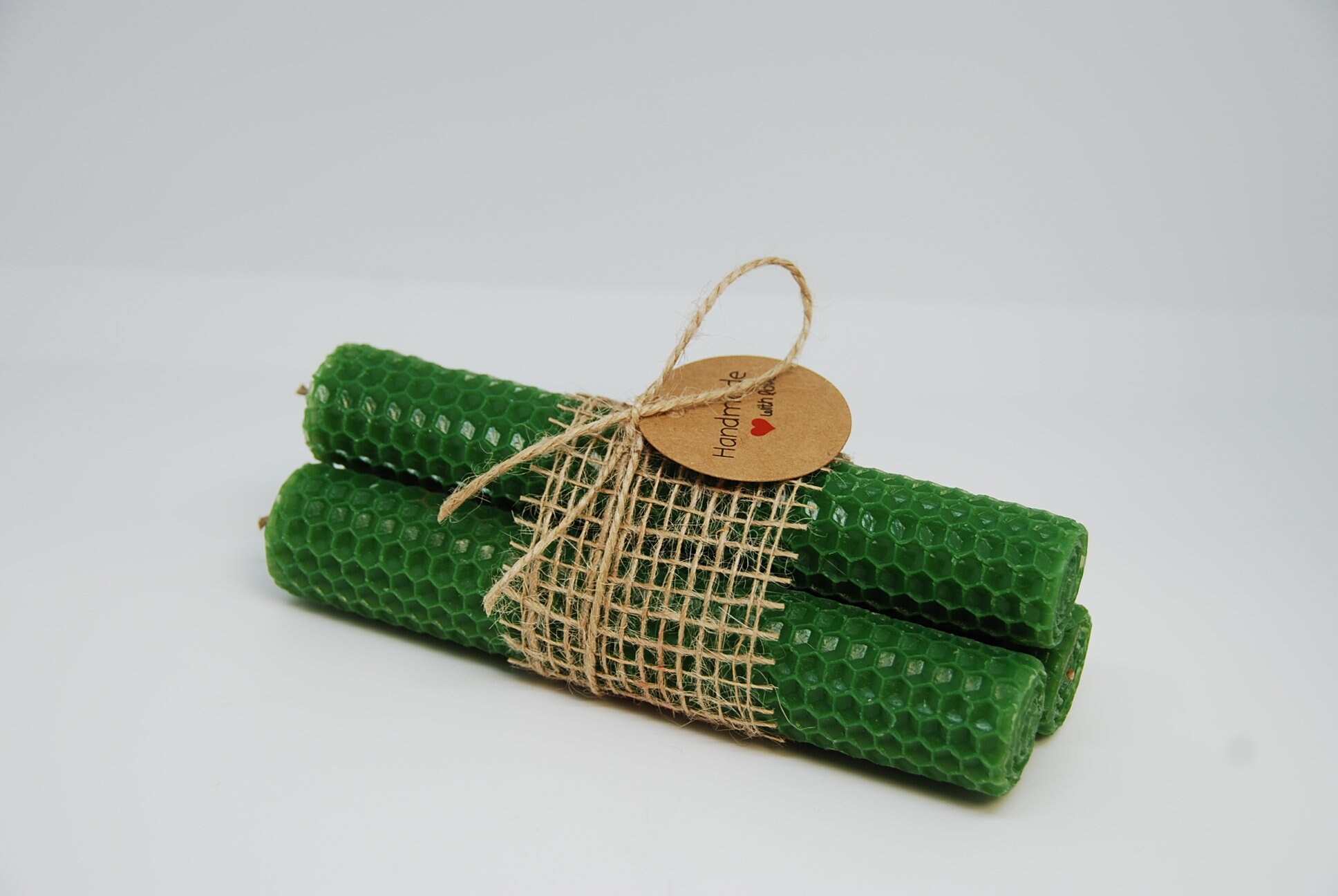 Lot de 3 Bougies Vert Roulées Cire d'abeille