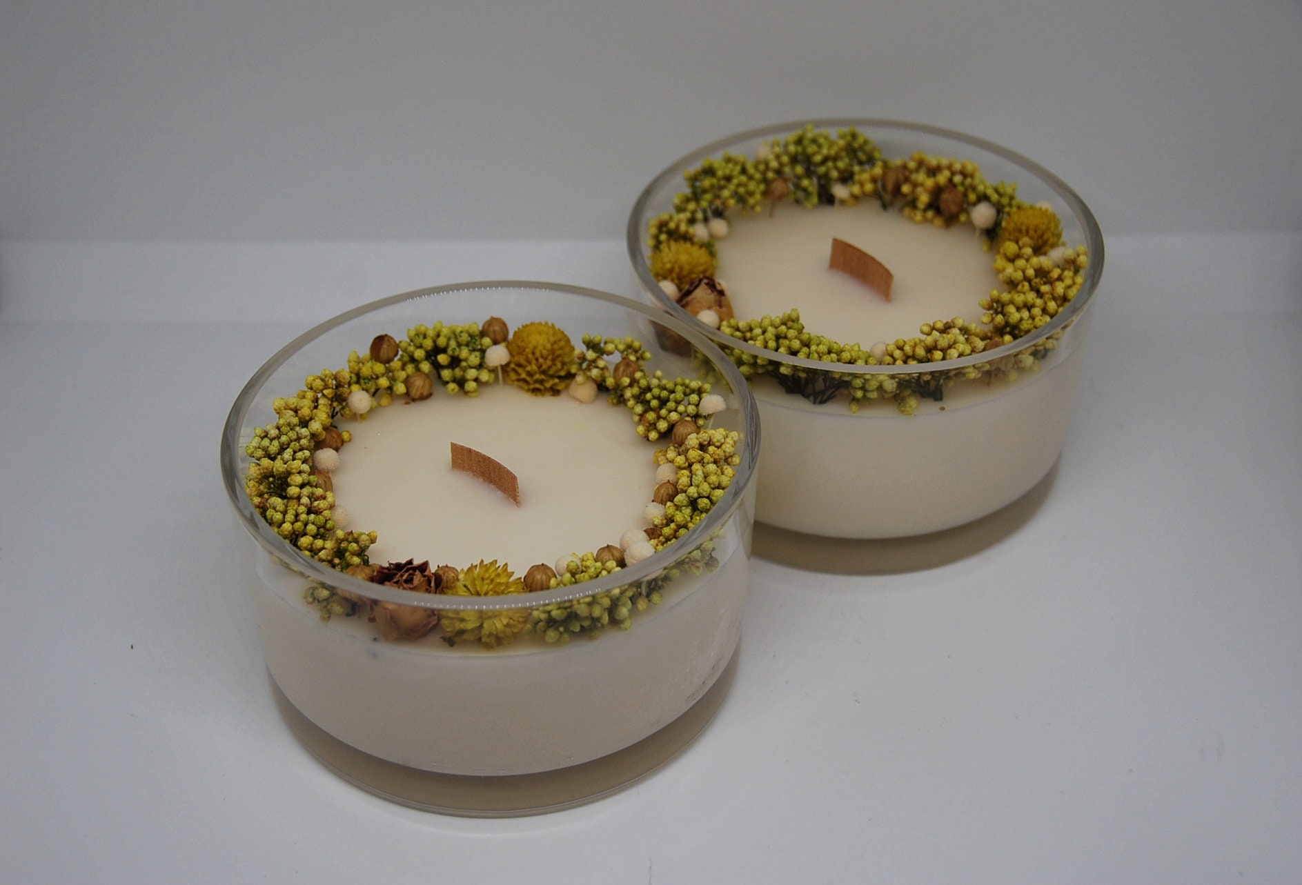 Bougie Fleurie Tendance Orange Artisanale Parfumée Naturelle Bio Fleurs Séchées