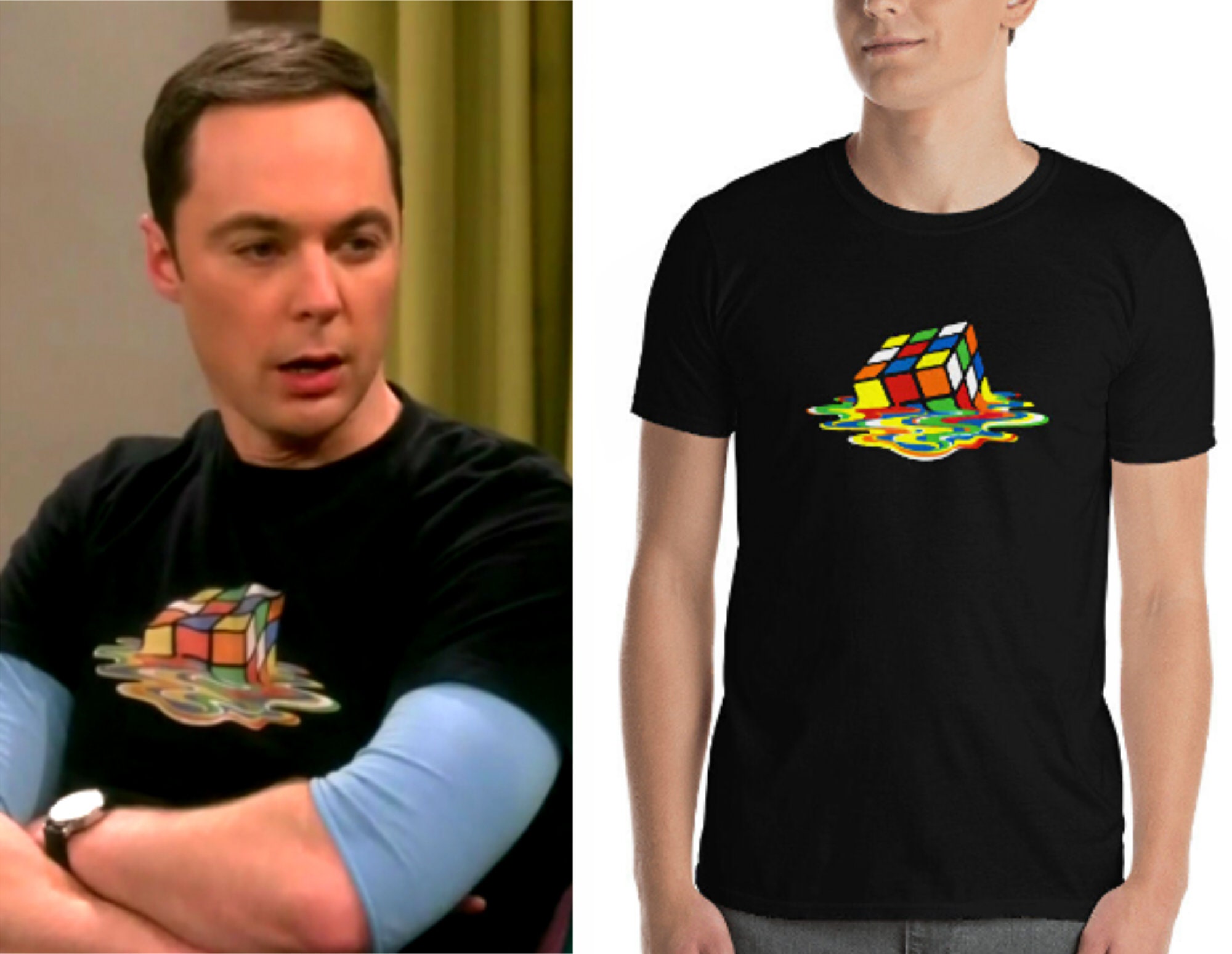 La boîte à mouchoirs Rubik's Cube utilisée par Sheldon Cooper (Jim Parsons)  dans The Big Bang Theory S05E06