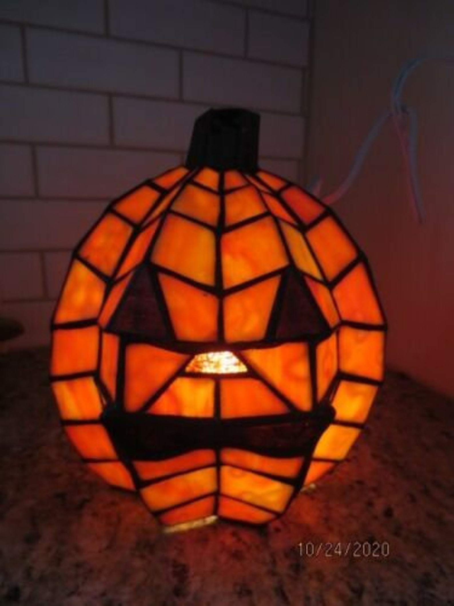Tiffany Style Stained Glass Pumpkin Lamp Jack-O-Lantern | Etsy