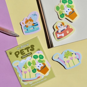Aufkleberpaket | Tieraufkleber-Pack | Süße Stickerpackung | Vinyl-Aufkleber | Katzenaufkleber | Hundeaufkleber | Froschaufkleber | Hasenaufkleber