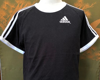 Vintage Adidas ringer black and white 3 stripe tshirt (code:KD)