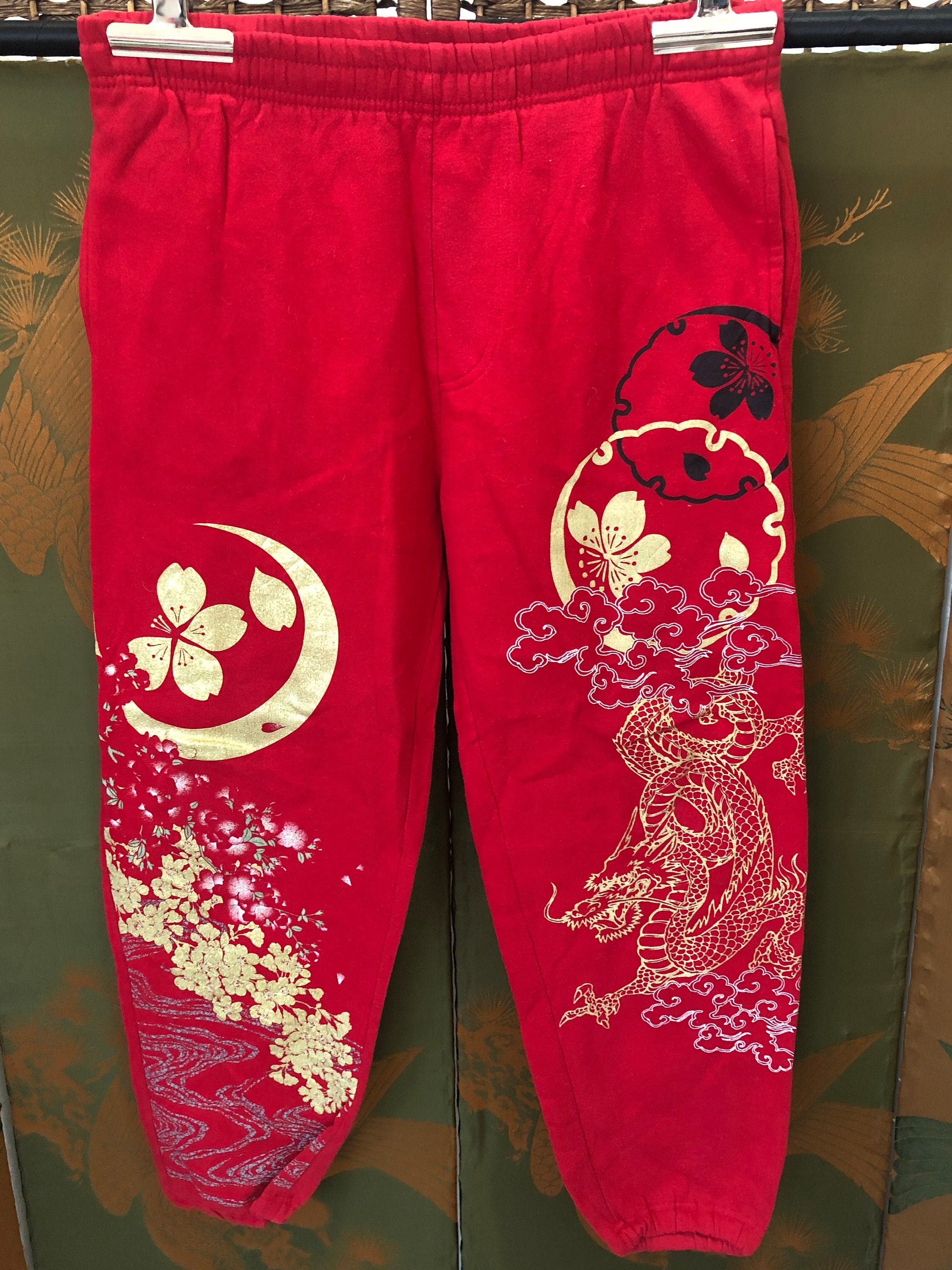 Vintage Chinese Dragon Floral Print Women's Joggers