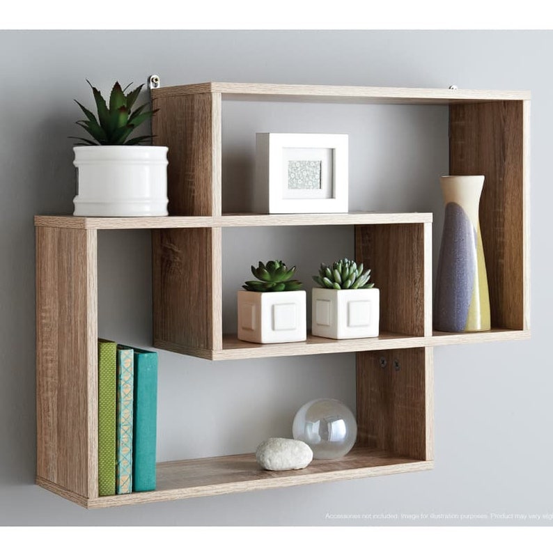 OAK Lokken Multi Compartment Display Wall Floating Shelf Wall Etsy