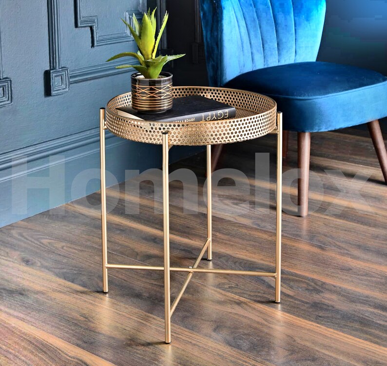 Tromso Gold Tray Metal Coffee Table With Removable Tray Top Etsy